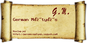German Mátyás névjegykártya