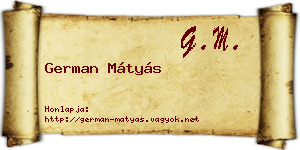 German Mátyás névjegykártya
